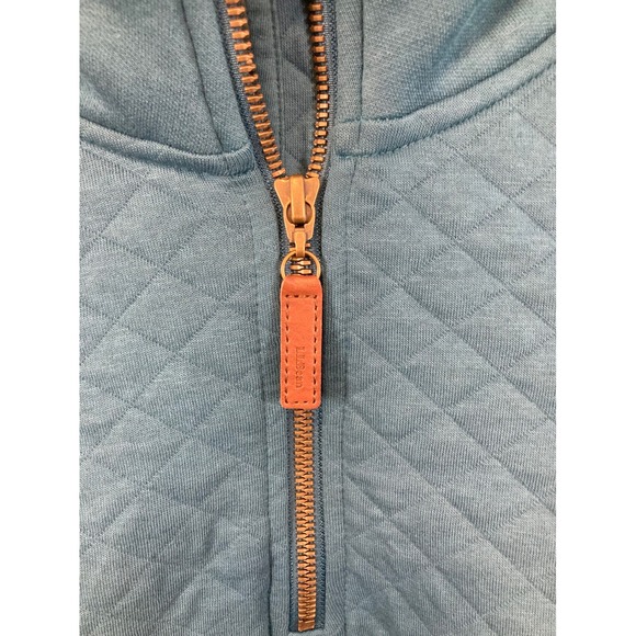 LL Bean Quilted Quarter Zip Pullover Sweatshirt Teal Blue Size S - Picture 11 of 11